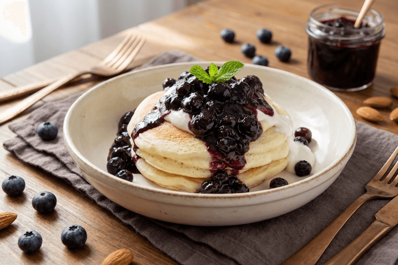 Blueberry Protein Pancakes with Coconut Cream Preptide meal