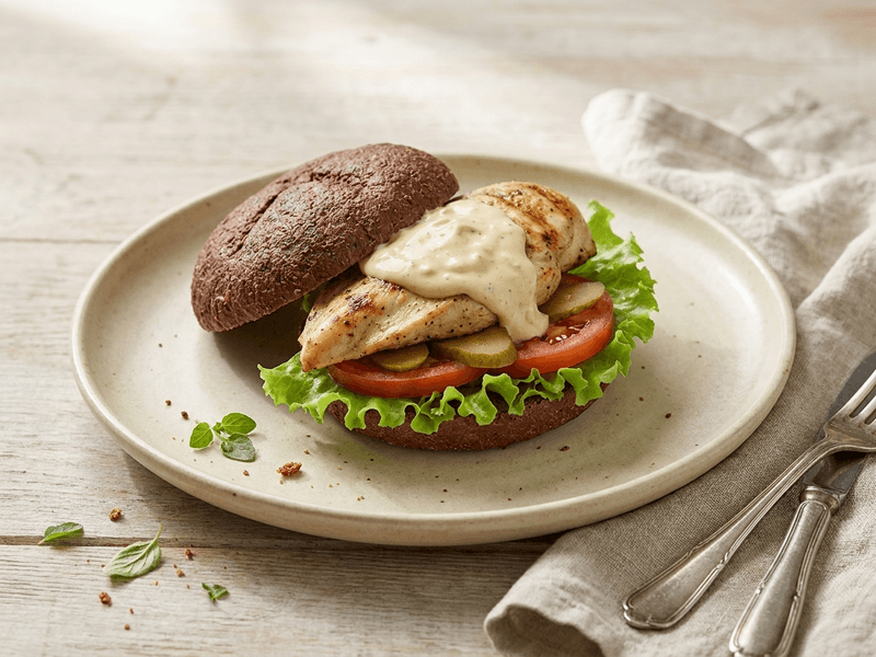 Chicken Aioli Burger Preptide meal
