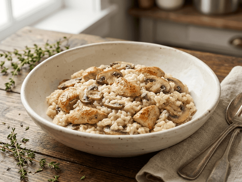 Chicken Mushroom Risotto Preptide meal