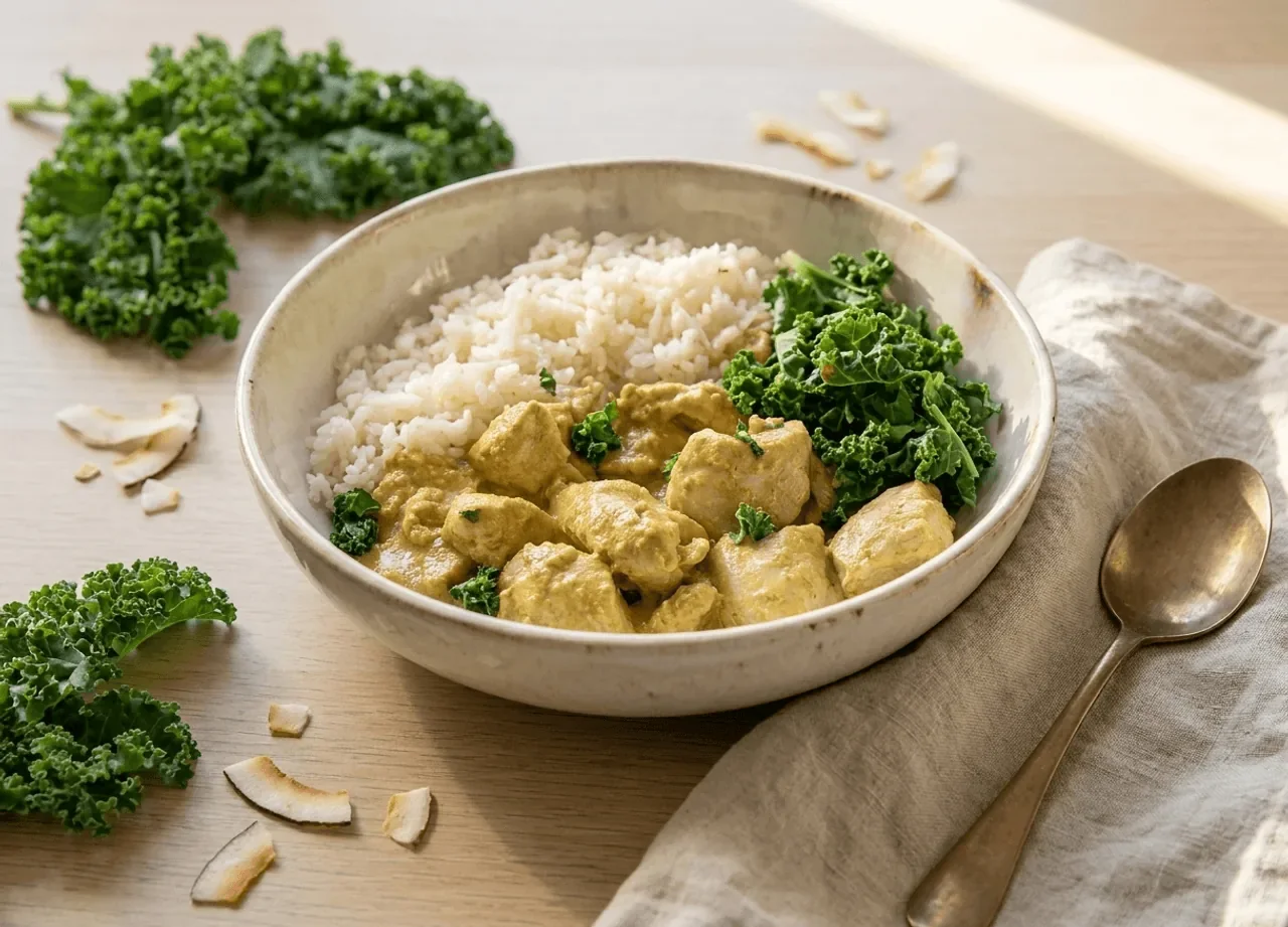 Coconut Butter Chicken (Cauli Rice) — Preptide ready meal, 328 calories, 27g protein