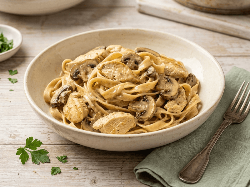 Chicken Mushroom Fettucine Preptide meal
