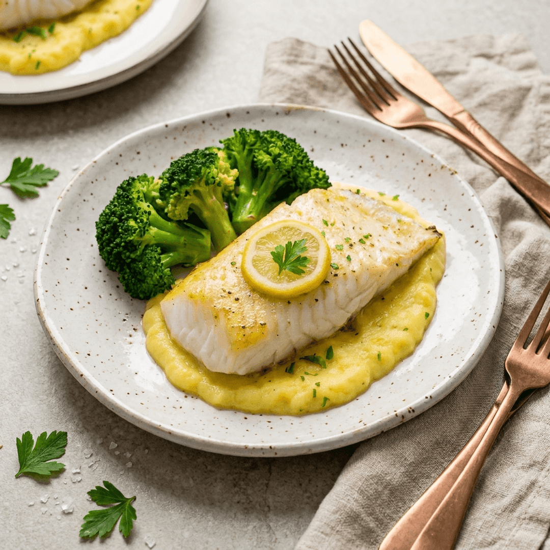 Seared Fish with Lemon Chive Sauce and Cauli Mash Preptide meal