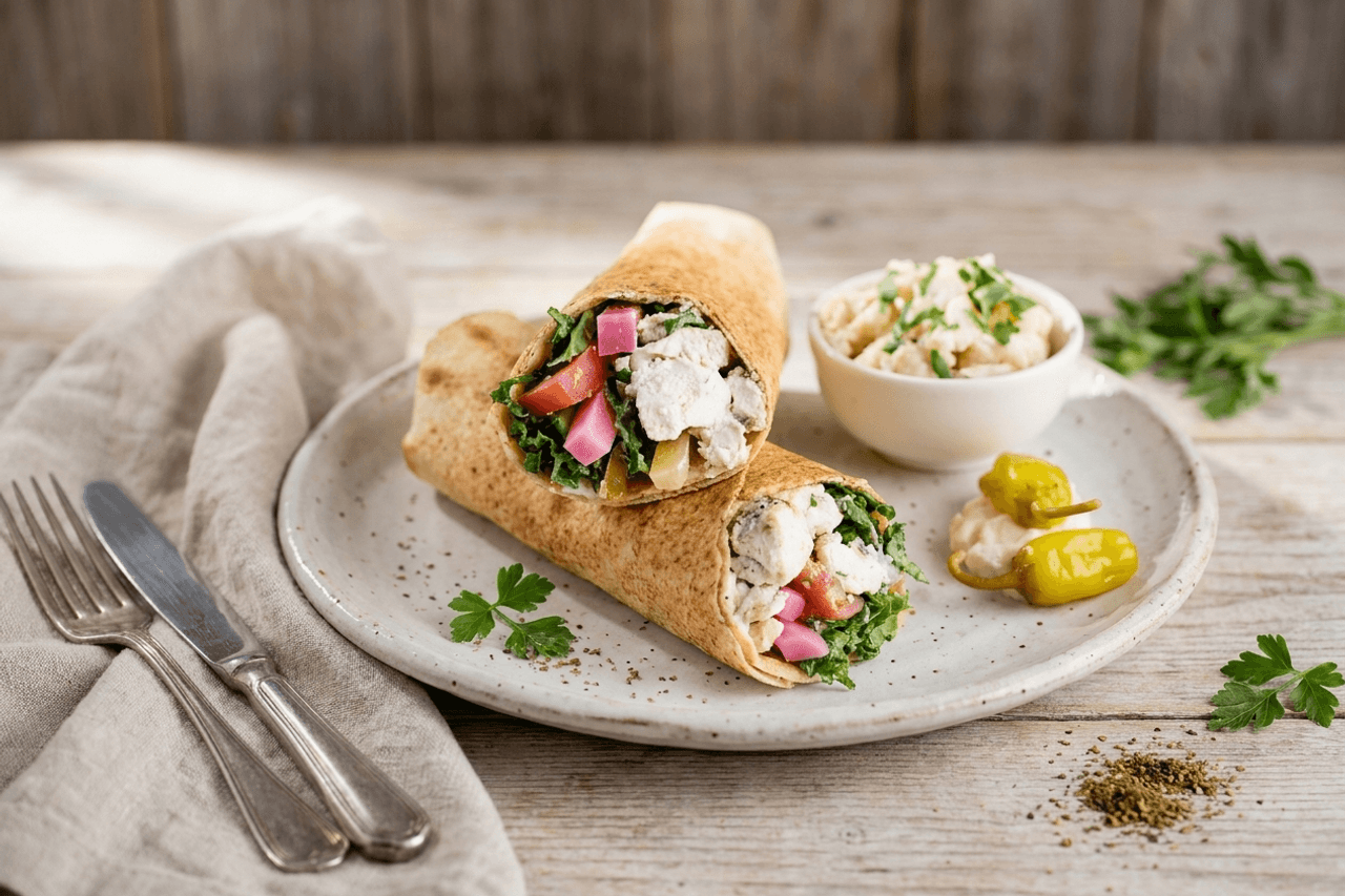 Garlic Shawarma Roll Preptide meal