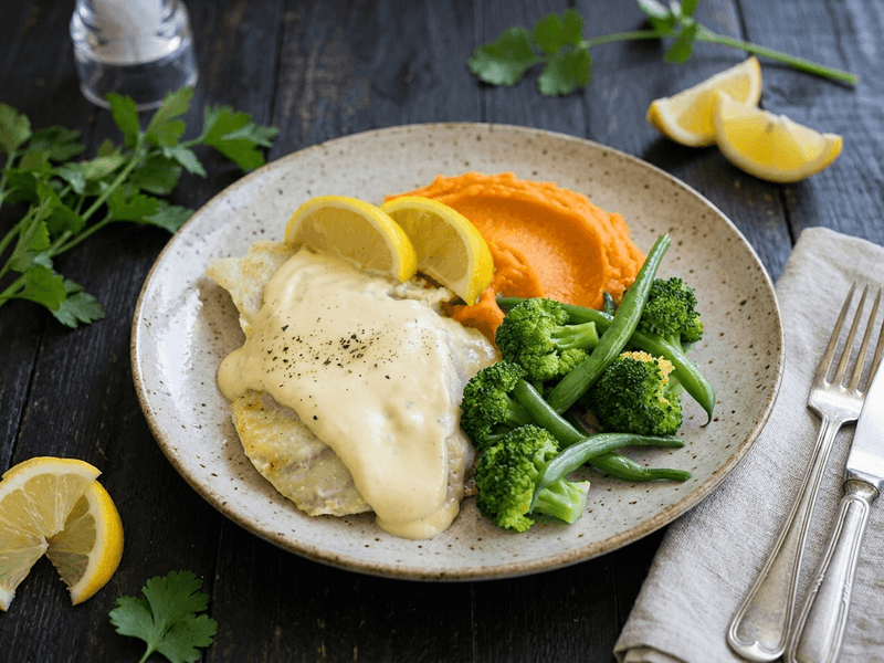 Lemon Dijon Fish & Sweet Potato Preptide meal