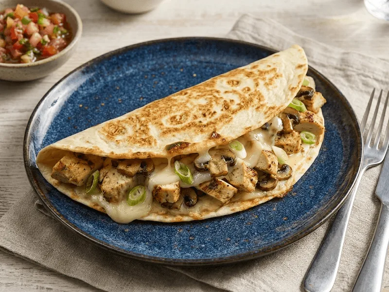 Savoury Chicken Mushroom Calzone — Preptide ready meal, 461 calories, 42g protein